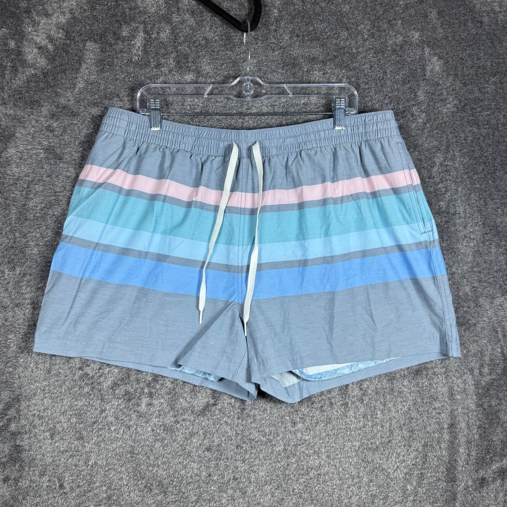 Chubbies Mens XXL Blue Striped Swim Trunks 4 Inch Inseam Mesh Lined Shorts